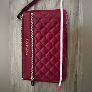 Michael Kors Burgundy Quilted Clutch
